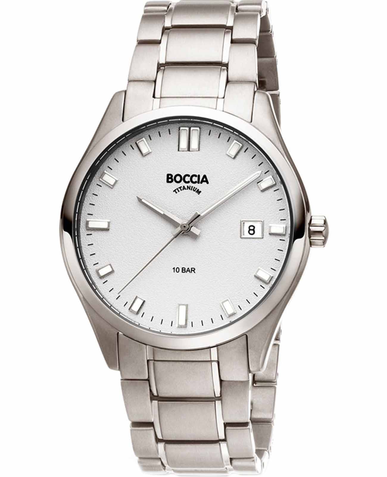Boccia Titanium Boccia Titanium Circle-Oval 3669-03  3669-03 кварцевые мужские часы серебристый циферблат, браслет титановый — вид спереди