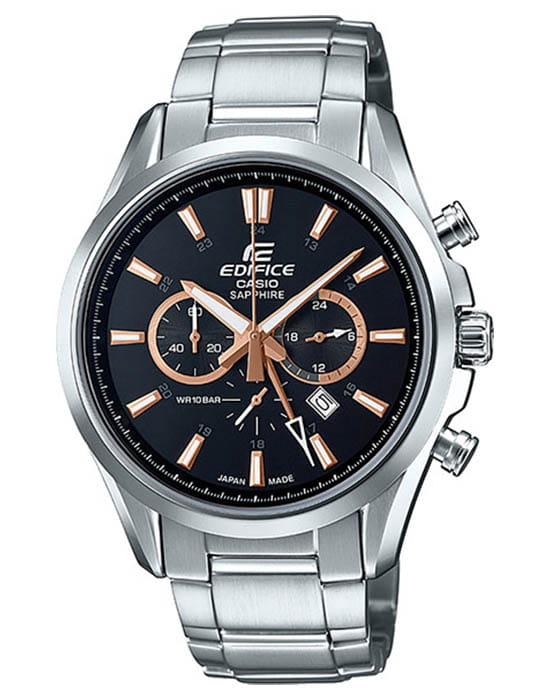 Casio Casio Edifice EFB-504JD-1A9  EFB-504JD-1A9 кварцевые мужские часы черный циферблат, браслет нержавеющая сталь — вид спереди