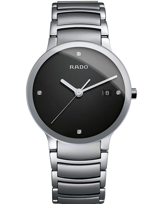 Rado Rado Centrix Diamonds R30927713  R30927713 кварцевые мужские часы черный циферблат, браслет нержавеющая сталь — вид спереди