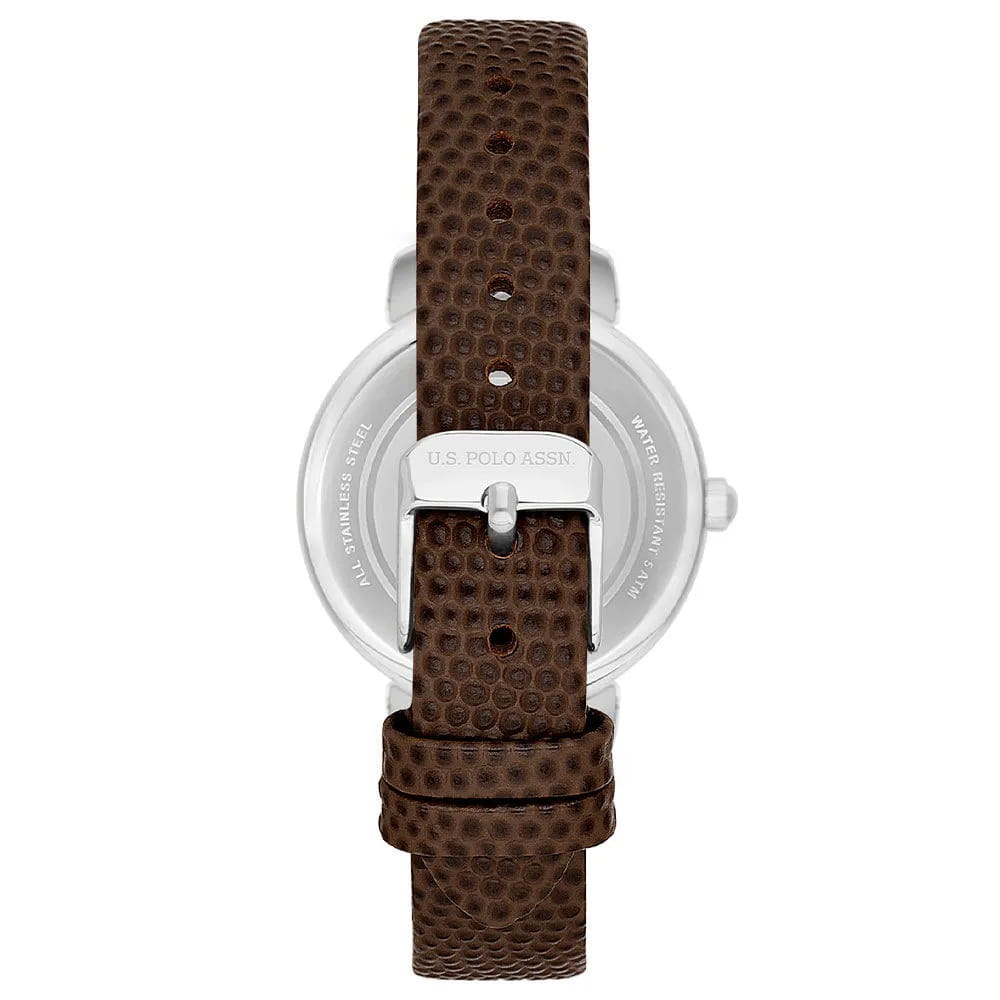 U.S. Polo Assn. U.S. Polo Assn. Stile USPA2077-02,  сша женские часы на браслете кожаный боковой вид