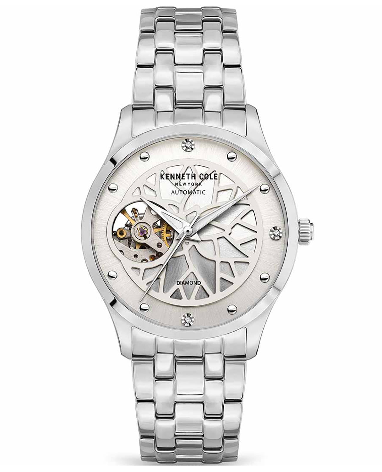 Kenneth Cole Kenneth Cole Classic KCWLL2123601  KCWLL2123601 механические женские часы белый циферблат, браслет нержавеющая сталь — вид спереди