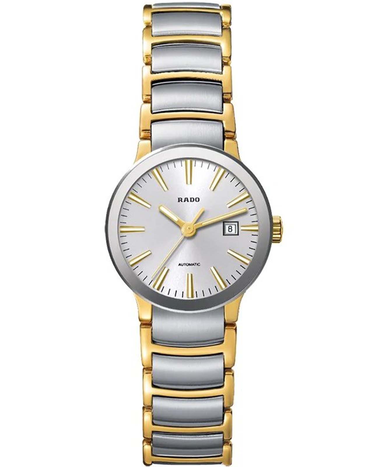 Rado Rado Centrix R30530103 Automatic R30530103 механические женские часы серебристый циферблат, браслет нержавеющая сталь с pvd-покрытием — вид спереди