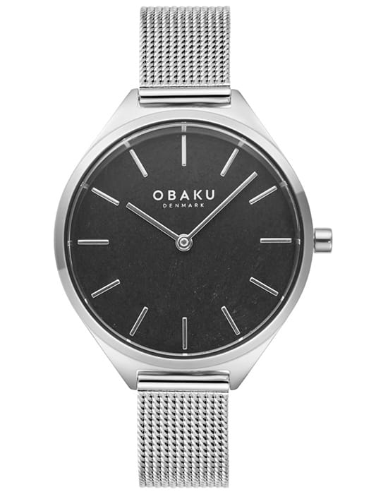 Obaku Obaku Kaffe Fog V257LHCNMC  V257LHCNMC кварцевые женские часы черный циферблат, браслет нержавеющая сталь — вид спереди