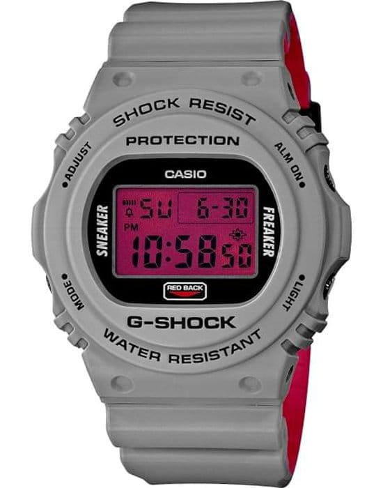 Casio Casio G-Shock DW-5700SF-1 лимитированной серии DW-5700SF-1ER электронные мужские часы красный циферблат, браслет пластик — вид спереди