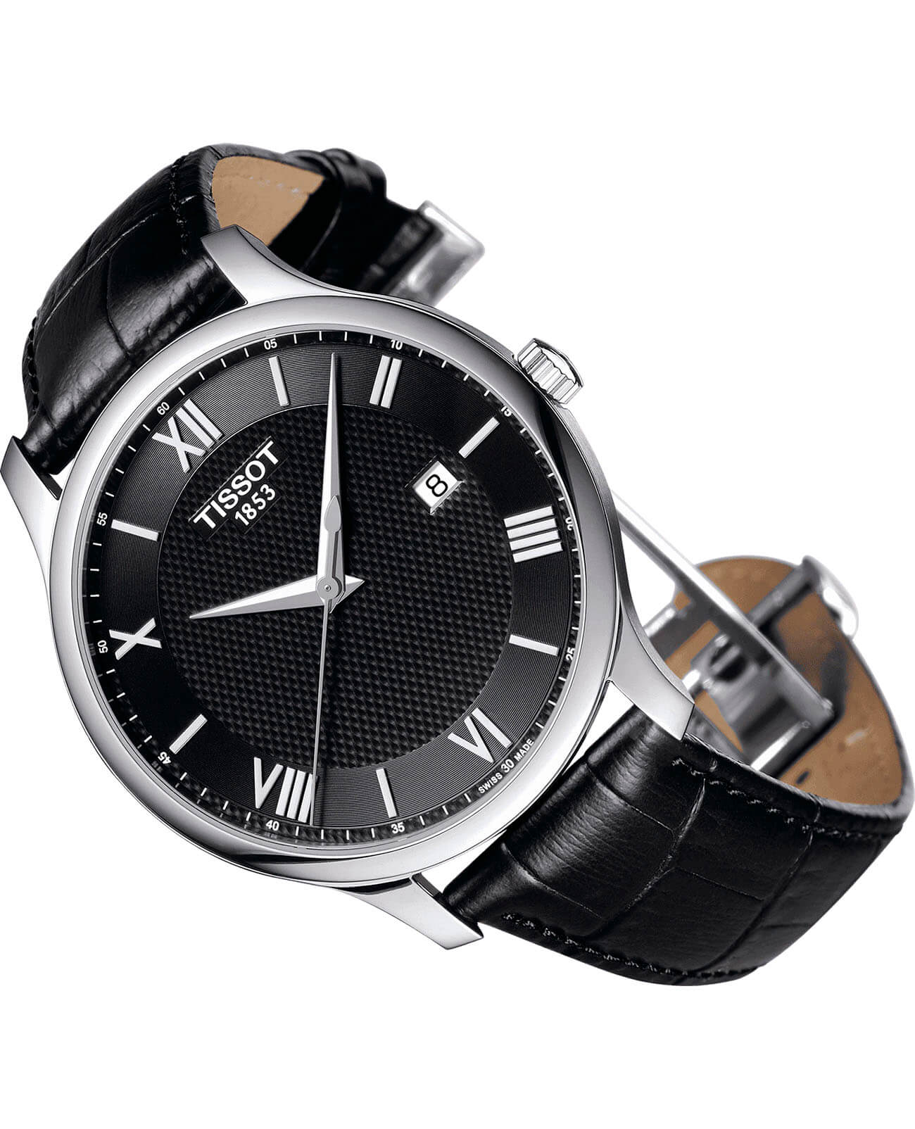 Tissot Tissot Tradition T063.610.16.058.00, t-classic швейцария мужские часы на браслете кожаный боковой вид