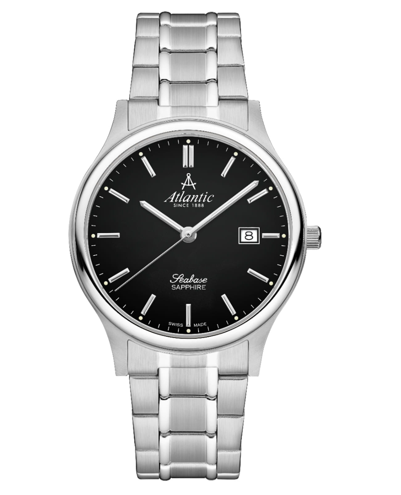 Atlantic Atlantic 60348.41.61  60348.41.61 кварцевые мужские часы черный циферблат, браслет нержавеющая сталь — вид спереди
