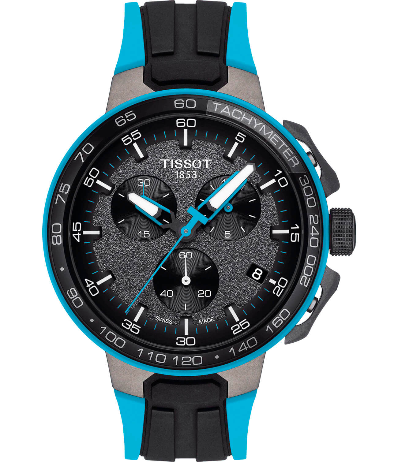 Tissot Tissot T-Race Cycling T111.417.37.441.05 T Race Cycling T1114173744105 кварцевые мужские часы черный циферблат, браслет силикон — вид спереди