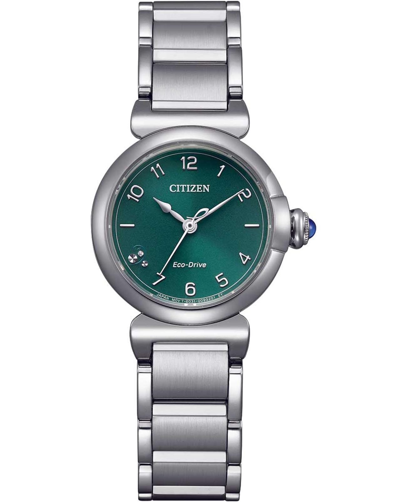 Citizen Citizen Citizen L EM1130-83X  EM1130-83X кварцевые женские часы зеленый циферблат, браслет нержавеющая сталь — вид спереди
