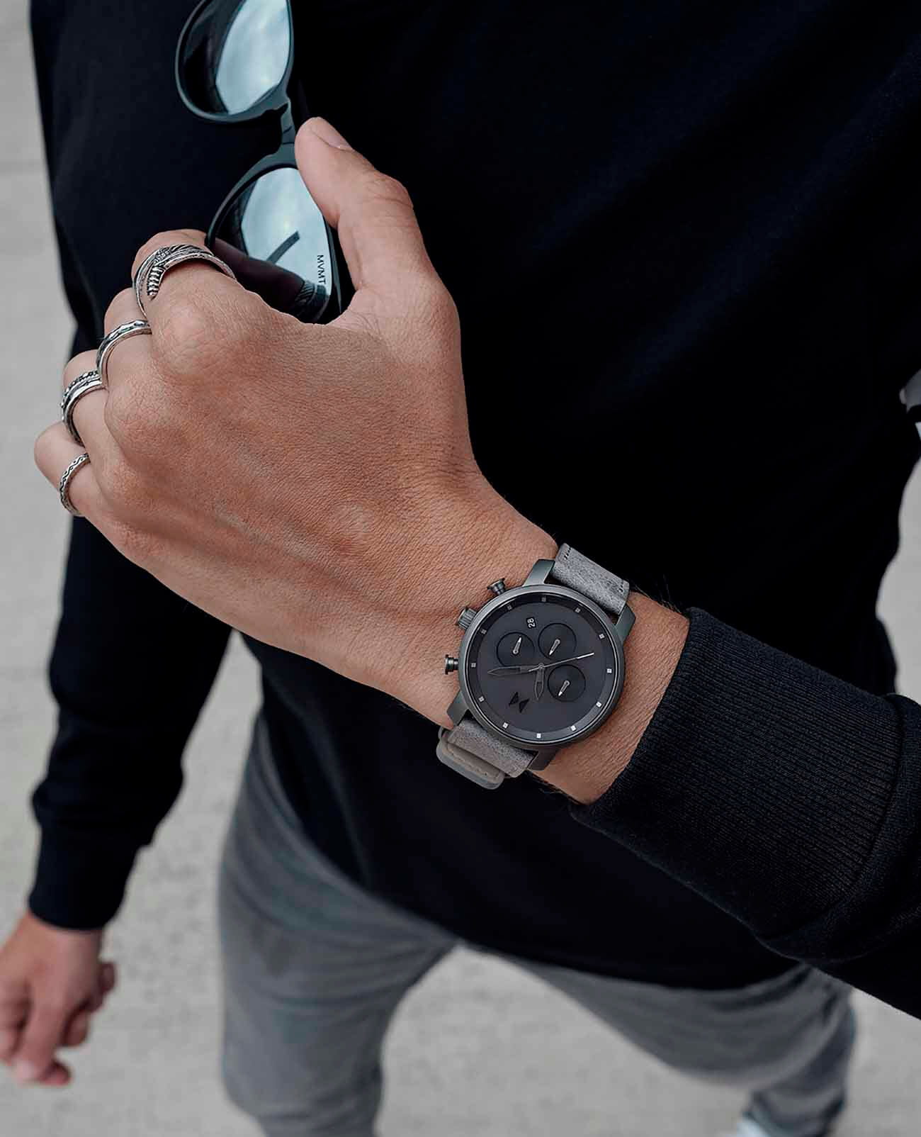MVMT MVMT CBX-MONOCHROME кварцевые мужские часы часы крупный план серый циферблата