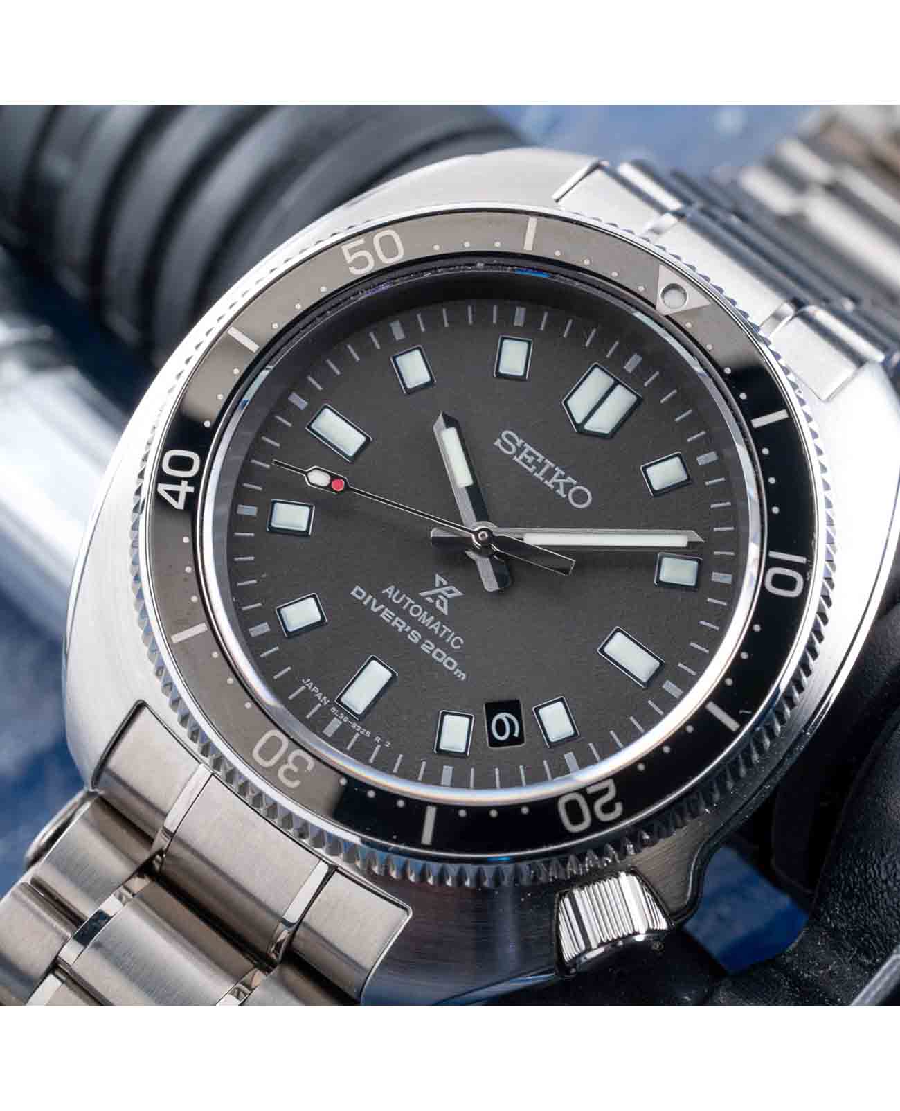 Seiko Seiko Prospex SLA051J1 механические мужские часы часы крупный план серый циферблата