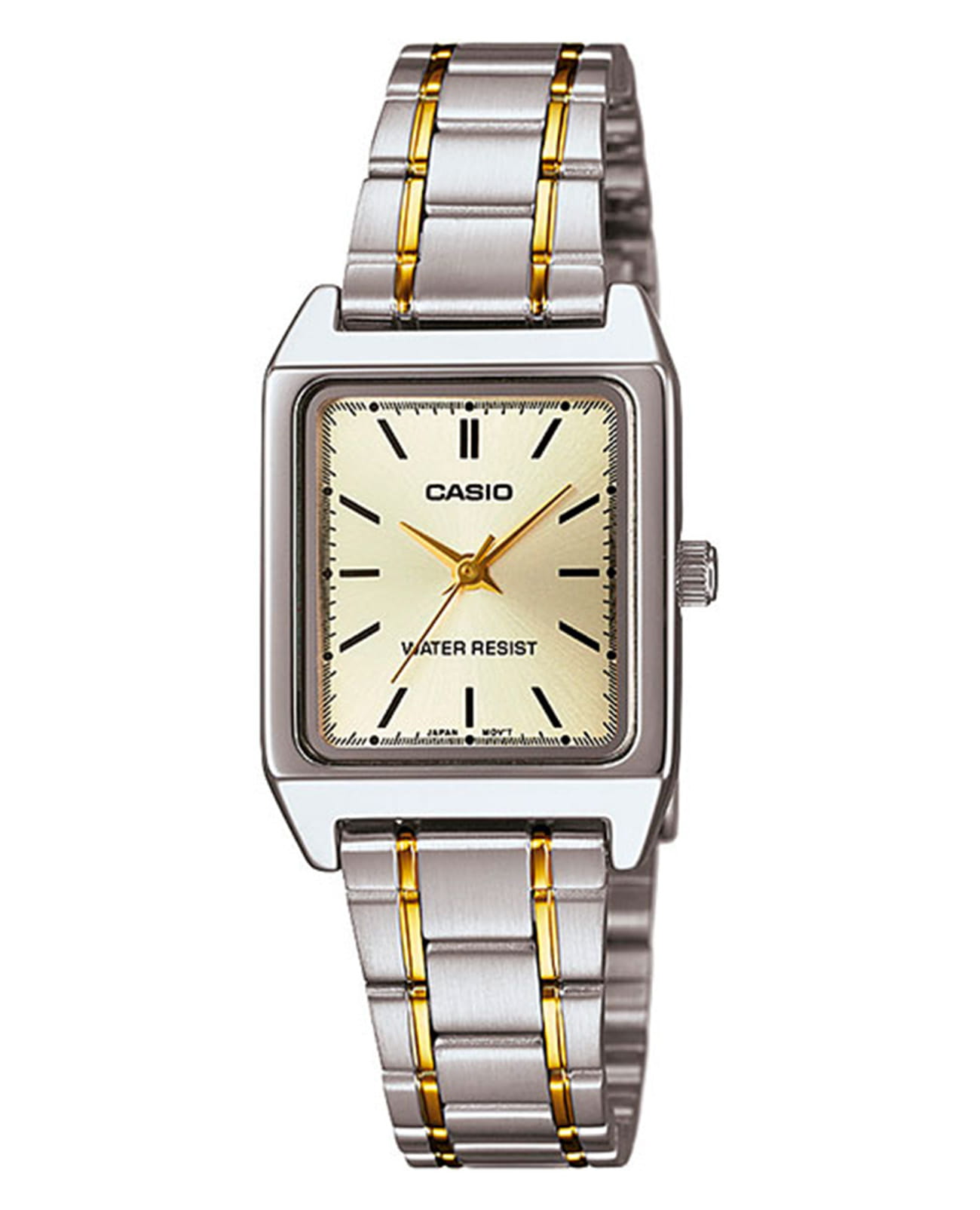 Casio Casio Collection LTP-V007SG-9E  LTP-V007SG-9E кварцевые женские часы шампань циферблат, браслет сталь с ip покрытием — вид спереди