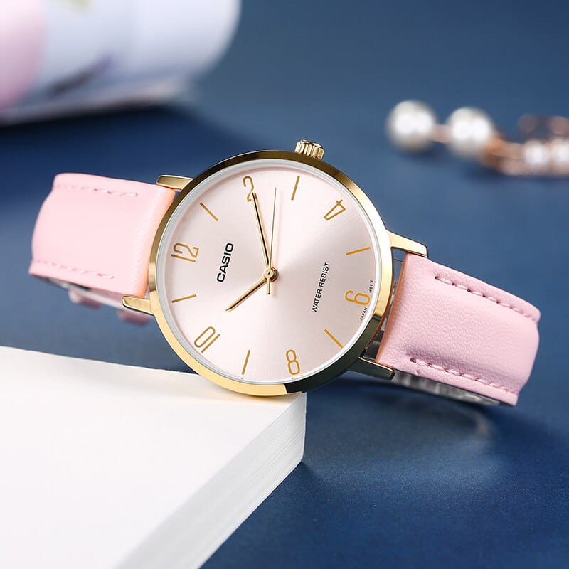 Casio Casio Collection LTP-VT01GL-4B женские часы розовый циферблат на запястье