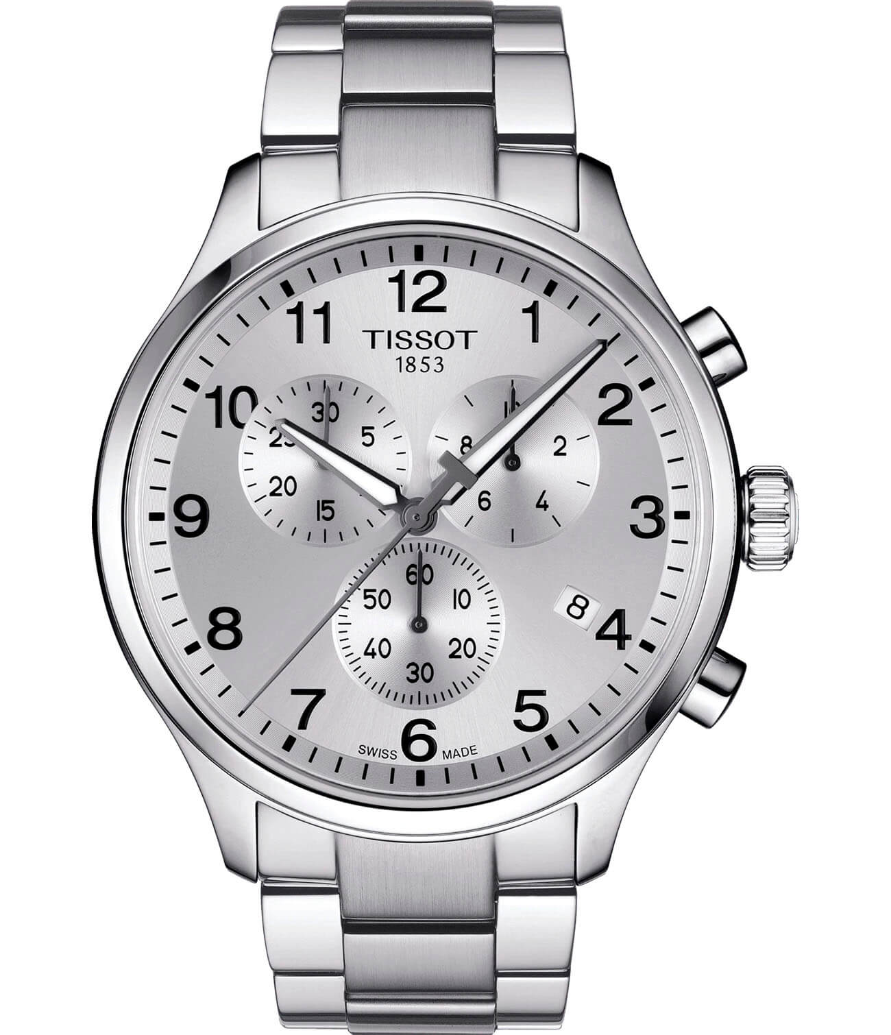 Tissot Tissot Chrono XL Classic T116.617.11.037.00 Chrono XL T1166171103700 кварцевые мужские часы серебристый циферблат, браслет нержавеющая сталь — вид спереди