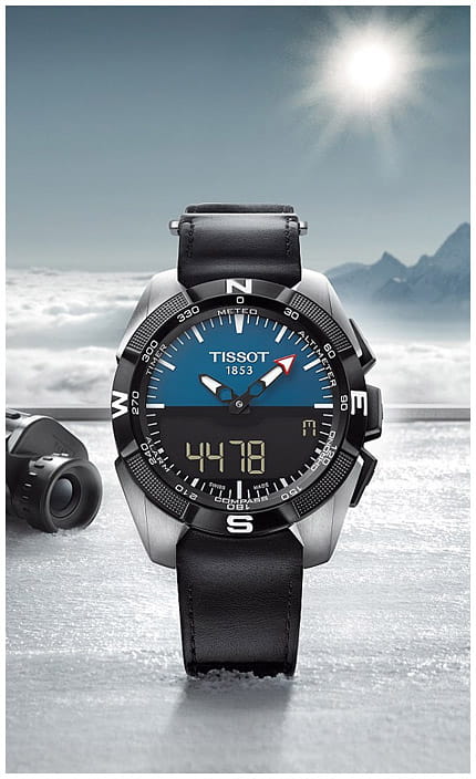Tissot Tissot T-Touch Expert Solar T091.420.46.041.00, t-sport швейцария мужские часы на браслете кожаный боковой вид