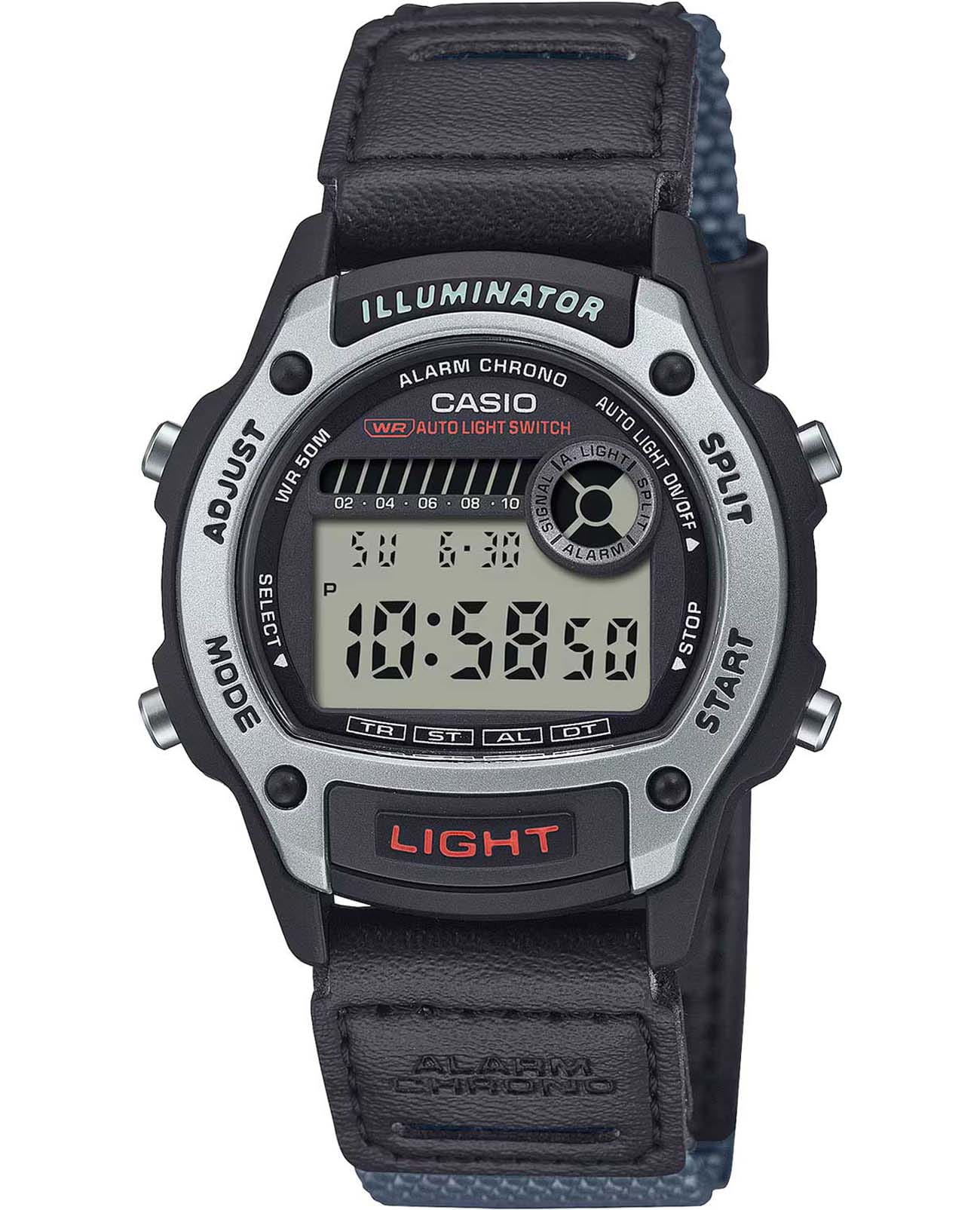 Casio Casio Collection W-220HF-8A  W-220HF-8A кварцевые мужские часы серый циферблат, браслет тканевый — вид спереди