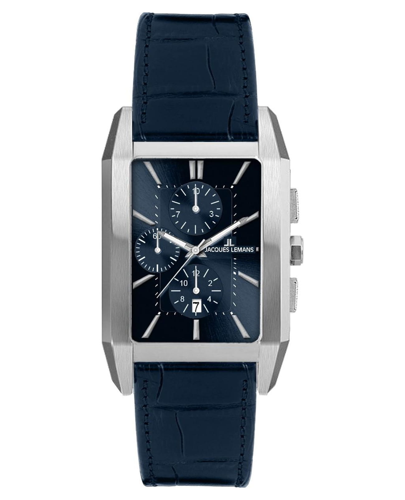 Jacques Lemans Jacques Lemans Classic 1-2161C  1-2161C кварцевые мужские часы синий циферблат, браслет кожаный — вид спереди