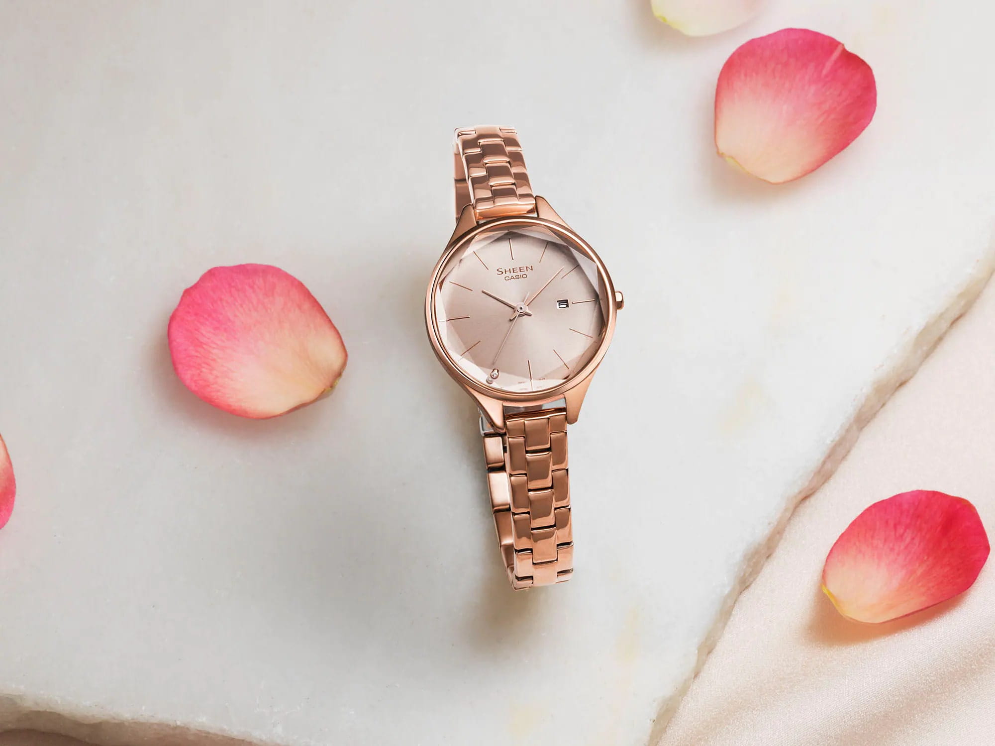 Оригинальные часы Casio Casio Sheen SHE-4062PG-4A кварцевые калибр механизма  общий вид