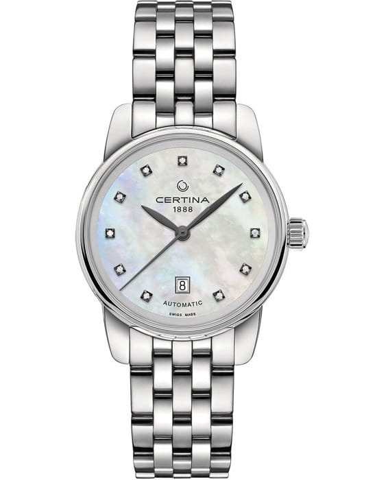 Certina Certina DS Podium Lady Automatic 29mm C001.007.11.116.00  C0010071111600 механические женские часы перламутровый циферблат, браслет нержавеющая сталь — вид спереди