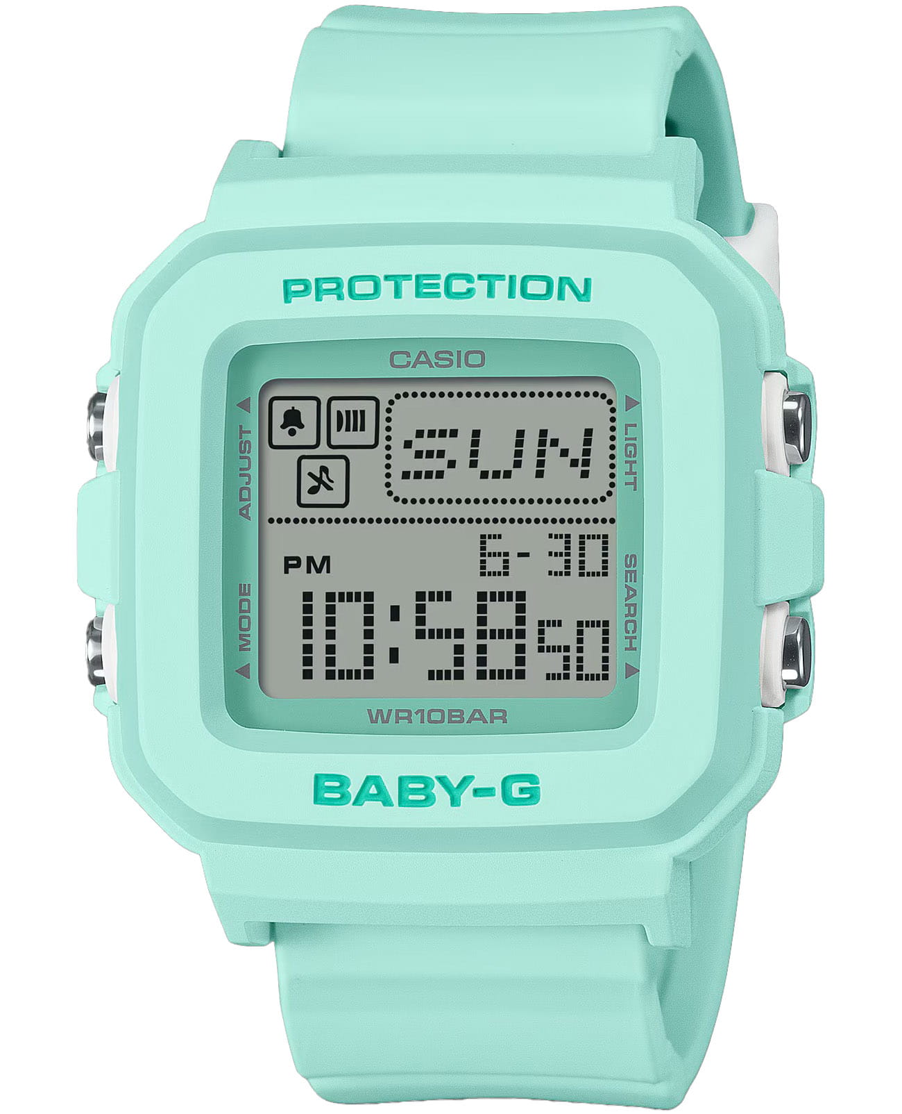 Casio Casio Baby-G BGD-10-3DR (BGD-10-3)   BGD-10-3DR электронные женские часы  циферблат, браслет пластик — вид спереди