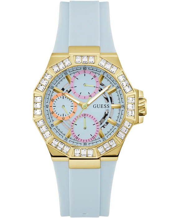 Guess Guess Selena GW0695L1  GW0695L1 кварцевые женские часы синий циферблат, браслет силикон — вид спереди
