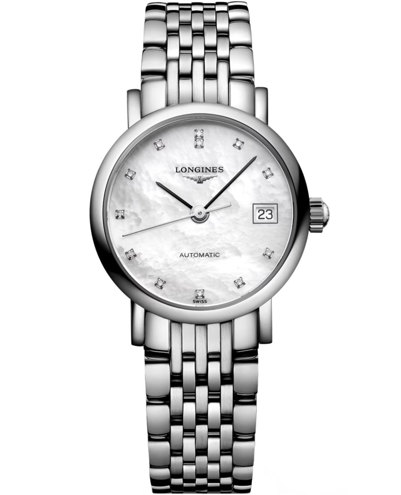 Longines Longines Elegant Collection L4.309.4.87.6  L43094876 механические мужские часы перламутровый циферблат, браслет нержавеющая сталь — вид спереди
