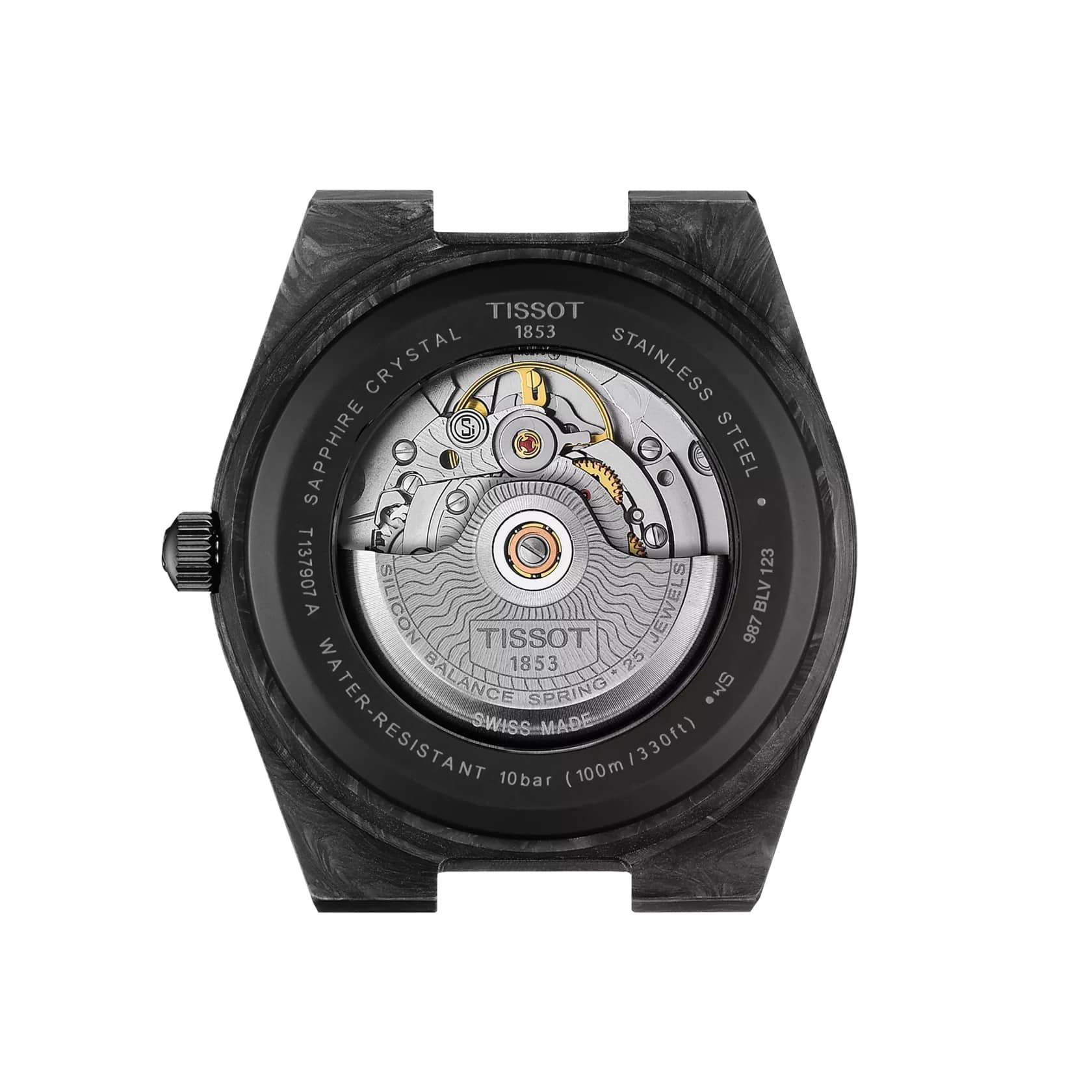 Tissot Tissot PRX Powermatic 80 Carbon T137.907.97.201.00 мужские часы черный циферблат на запястье