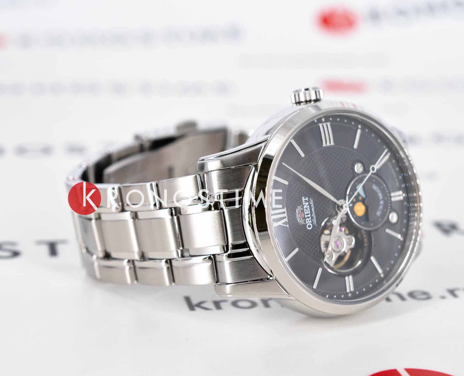 Orient Orient Sun & Moon Classic RA-AS000 (RN-AS0001B), sun and moon япония мужские часы на браслете нержавеющая сталь боковой вид