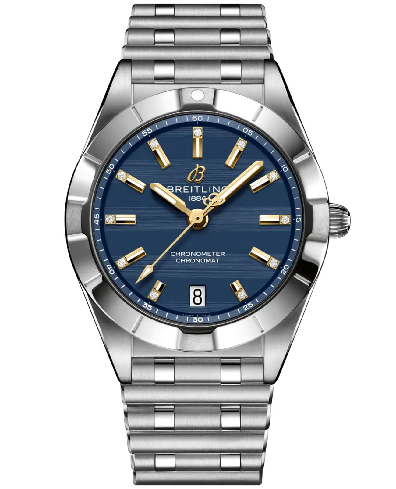 Breitling Breitling Chronomat 32 A773109A1C1A1  A773109A1C1A1 кварцевые женские часы синий циферблат, браслет нержавеющая сталь — вид спереди