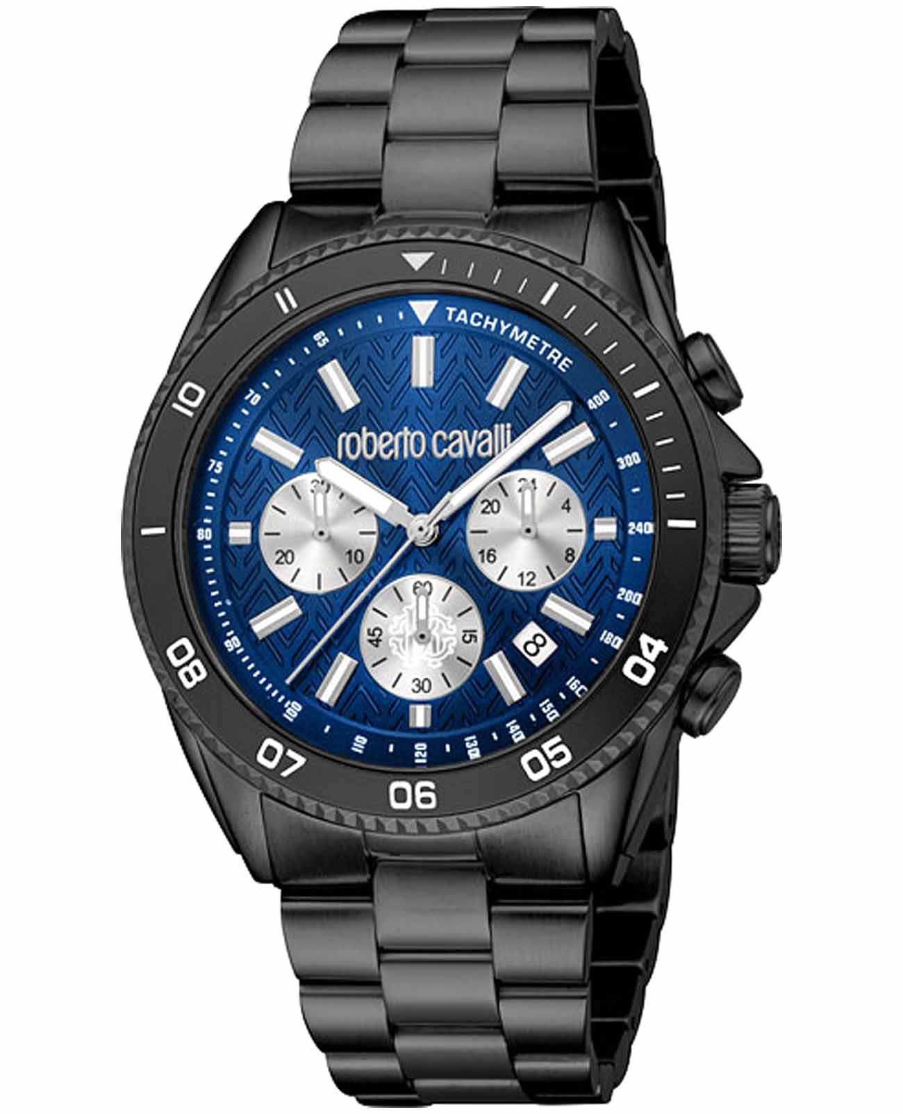 Roberto Cavalli Roberto Cavalli Creazione Uomo RC5G099M0055  RC5G099M0055 кварцевые мужские часы синий циферблат, браслет нержавеющая сталь с pvd-покрытием — вид спереди