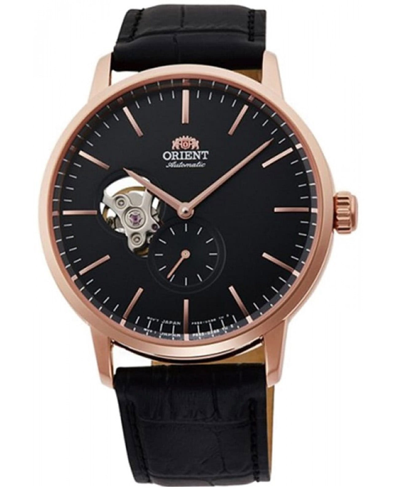 Orient Orient RA-AR0103B1 (RN-AR0103B)  RA-AR0103B механические мужские часы черный циферблат, браслет кожаный — вид спереди