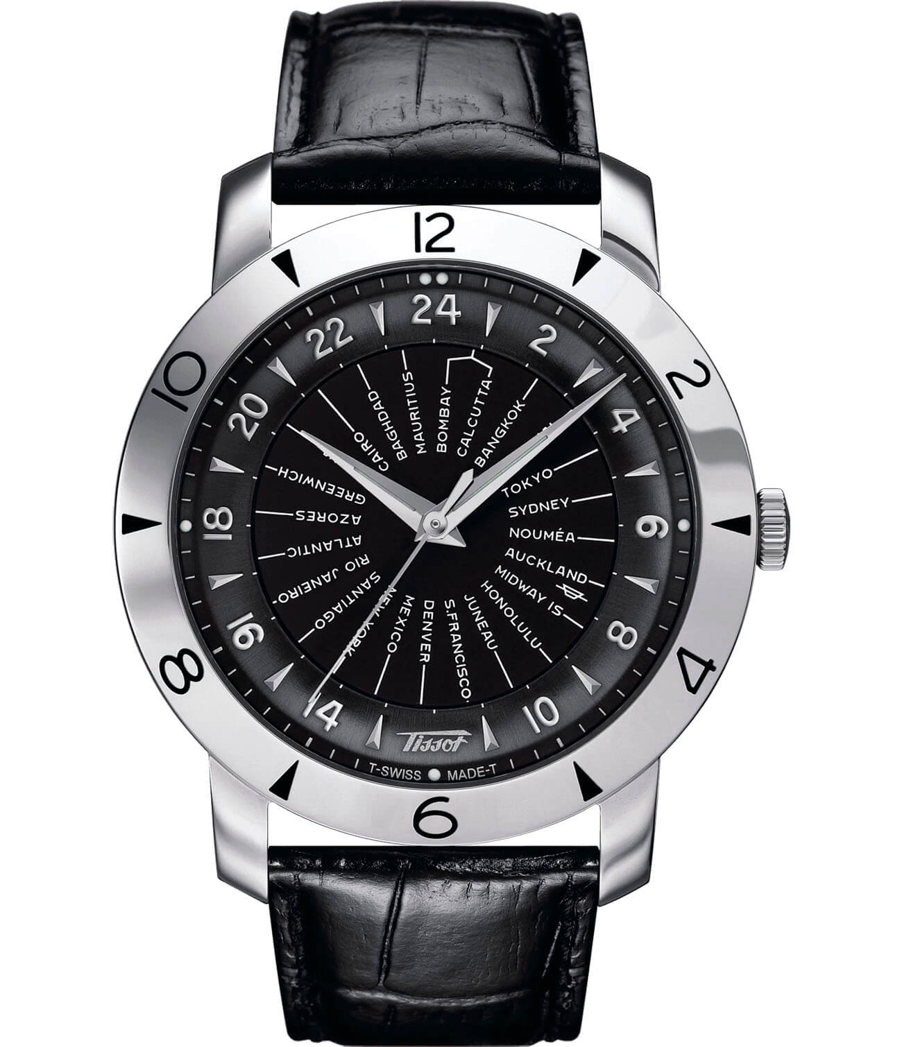 Tissot Tissot Automatic 160th Anniversary COSC T078.641.16.057.00  T0786411605700 механические мужские часы черный циферблат, браслет кожаный — вид спереди