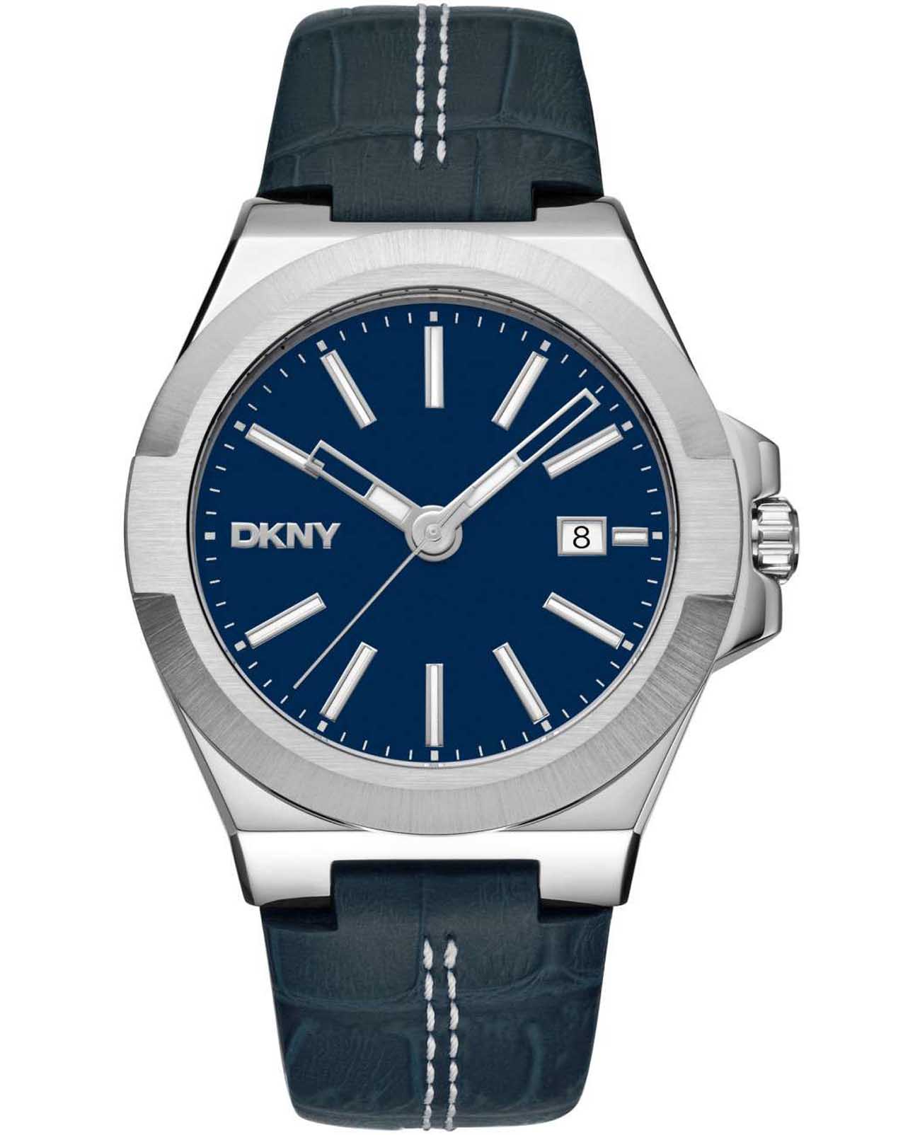 DKNY DKNY Modernist DK1G047L0025  DK1G047L0025 кварцевые мужские часы синий циферблат, браслет кожаный — вид спереди