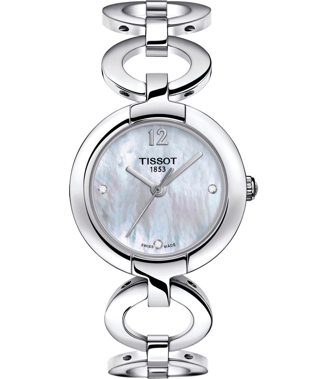 Tissot Tissot Pinky By T084.210.11.116.01  T0842101111601 кварцевые женские часы белый циферблат, браслет нержавеющая сталь — вид спереди