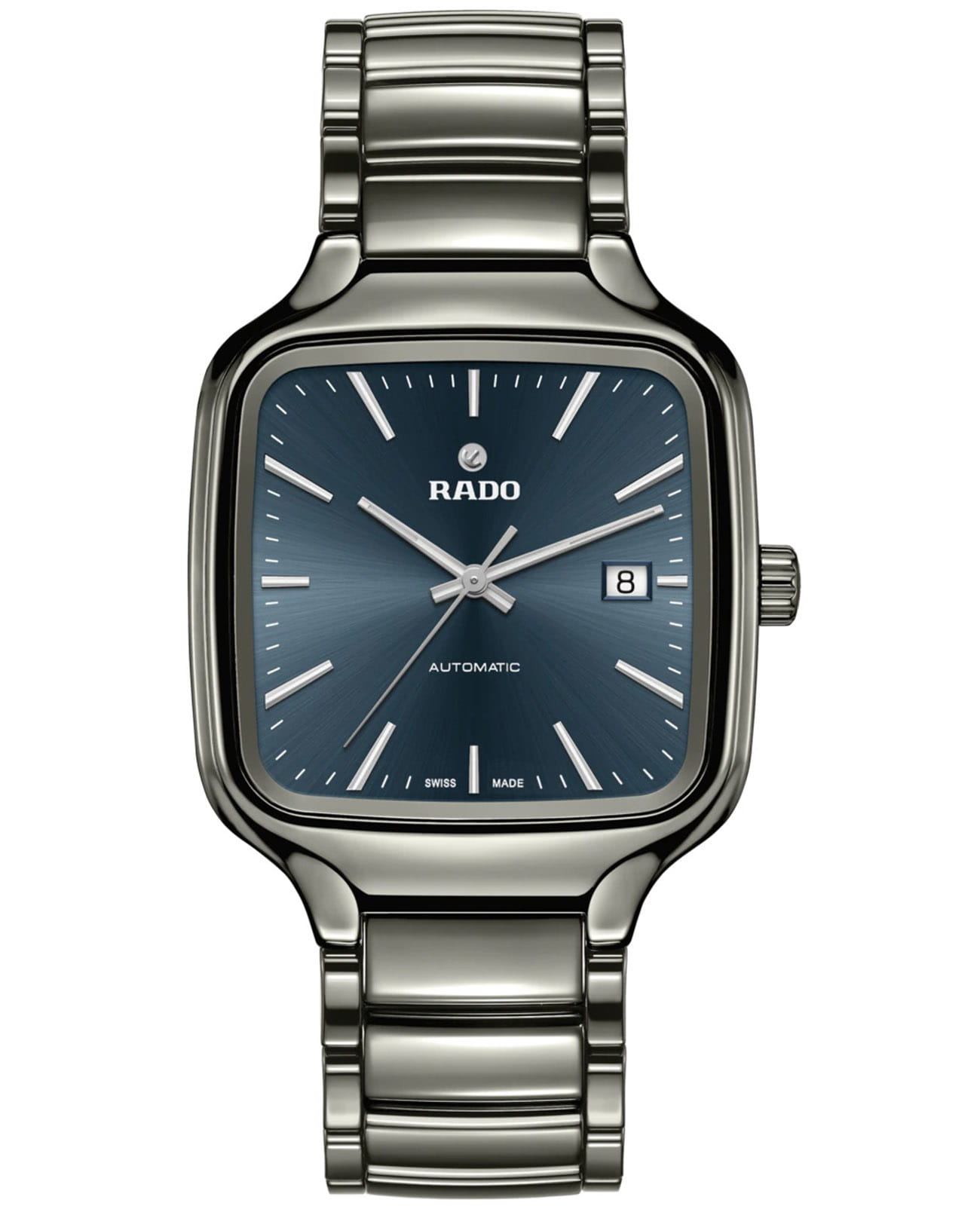 Rado Rado True Square Automatic R27077202 Automatic R27077202 механические мужские часы синий циферблат, браслет титан + высокотехнологичная плазменная керамика — вид спереди