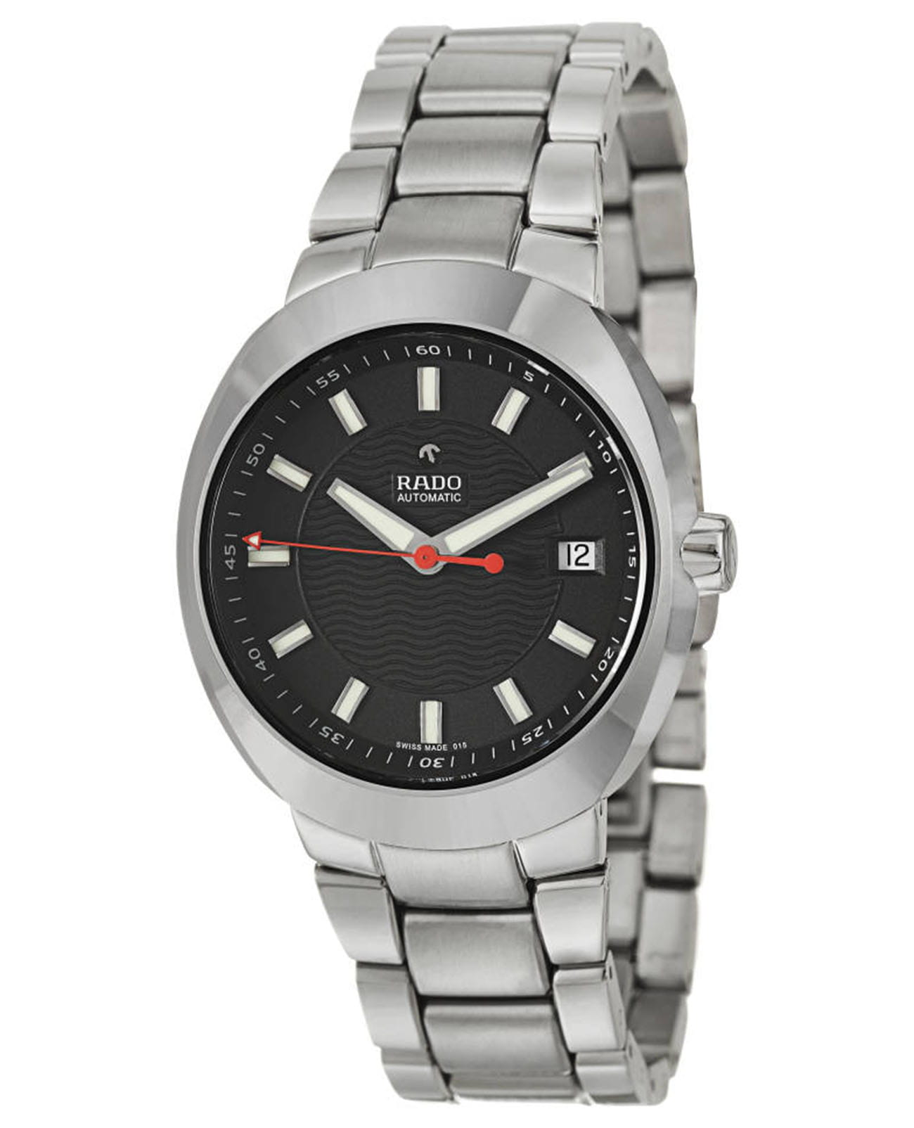 Rado Rado D-Star R15946153 Automatic R15946153 механические мужские часы черный циферблат, браслет нержавеющая сталь — вид спереди