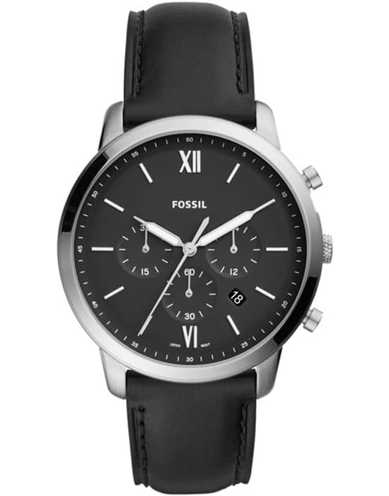 Fossil Fossil Bannon  FS5452  FS5452 кварцевые мужские часы черный циферблат, браслет кожаный — вид спереди