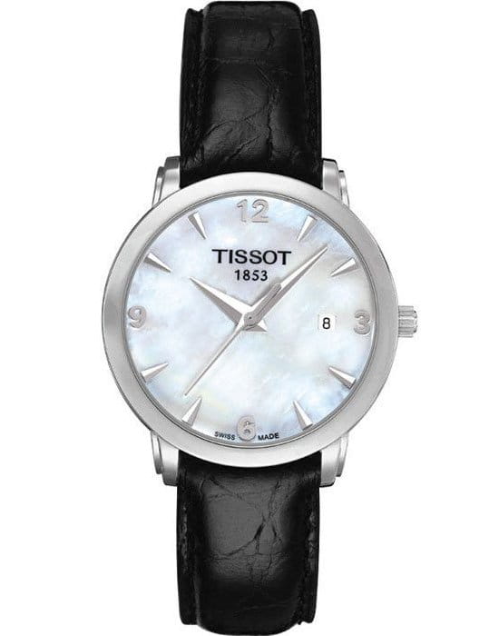 Tissot Tissot Everytime T057.210.16.117.00 Everytime T0572101611700 кварцевые женские часы перламутровый циферблат, браслет кожаный — вид спереди