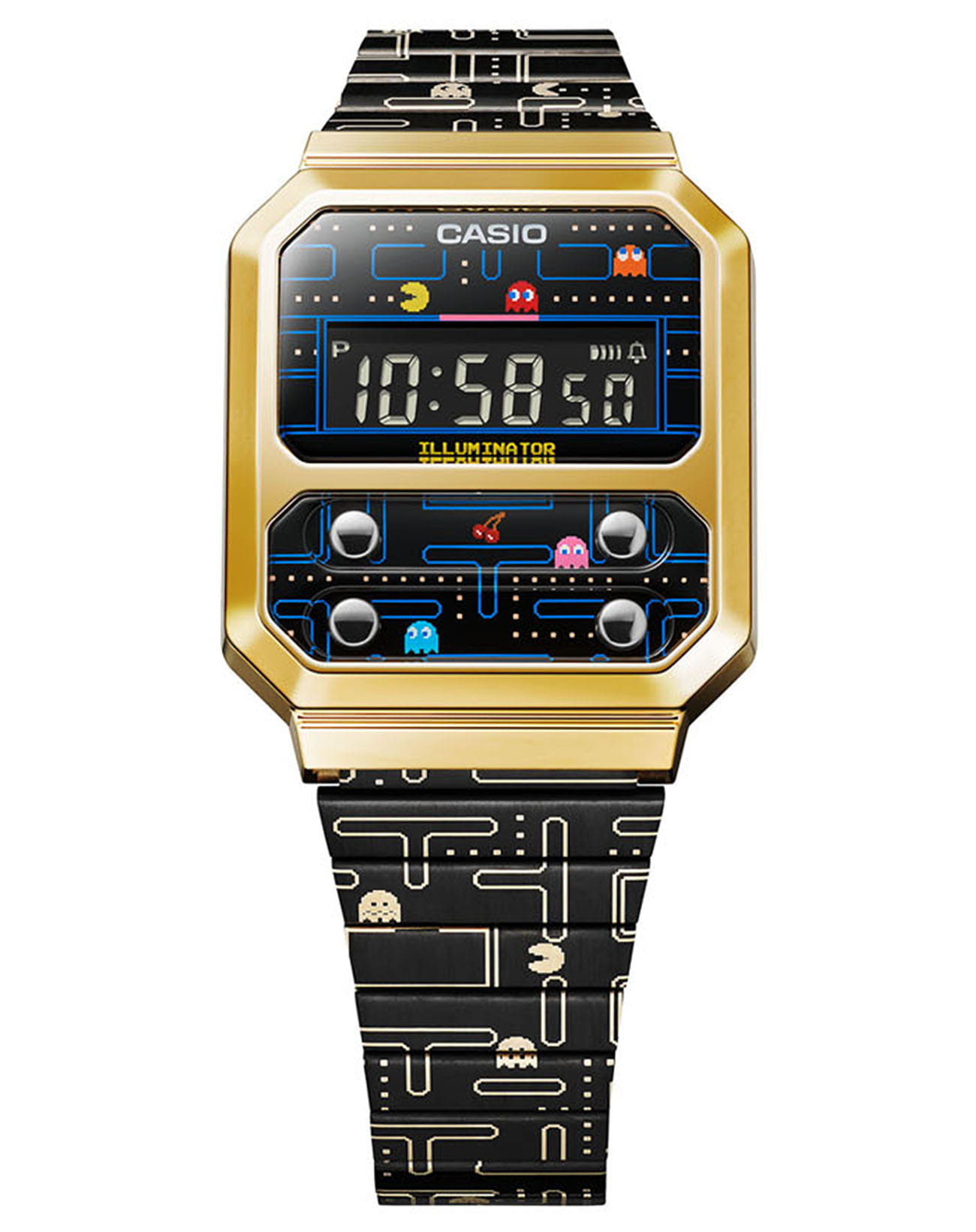 Casio A100WEPC-1BER мужские часы застежка крупным планом