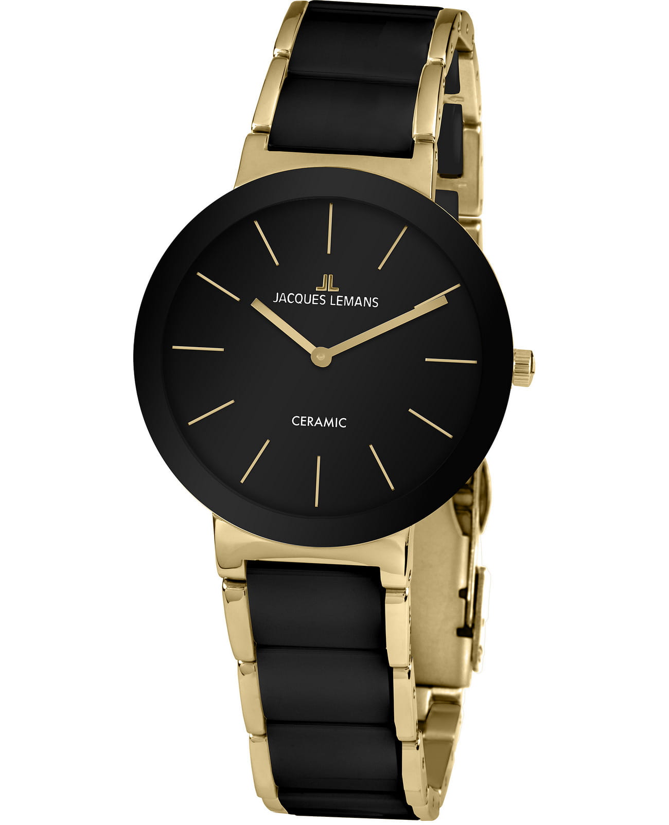 Jacques Lemans Jacques Lemans High Tech Ceramic 42-8E  42-8E кварцевые мужские часы черный циферблат, браслет керамика — вид спереди