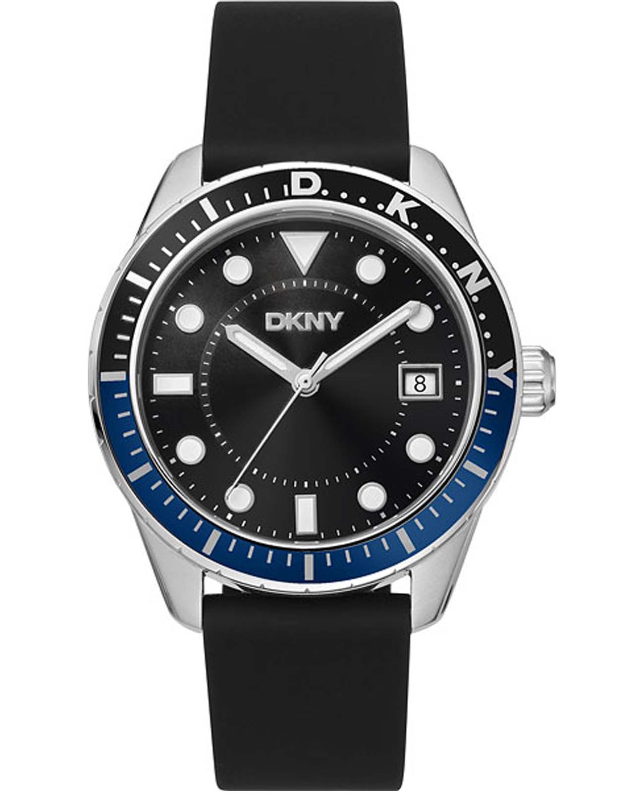 DKNY DKNY Crosby Sport DK1G050P0015  DK1G050P0015 кварцевые мужские часы черный циферблат, браслет силикон — вид спереди