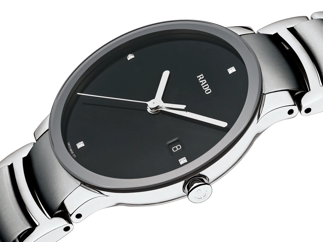 Rado Rado Centrix Diamonds R30927713, centrix швейцария мужские часы на браслете нержавеющая сталь боковой вид