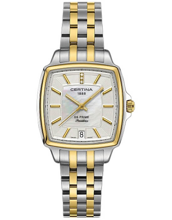 Certina Certina DS Prime C028.310.22.116.00  C0283102211600 кварцевые женские часы перламутровый циферблат, браслет сталь c pvd покрытием — вид спереди