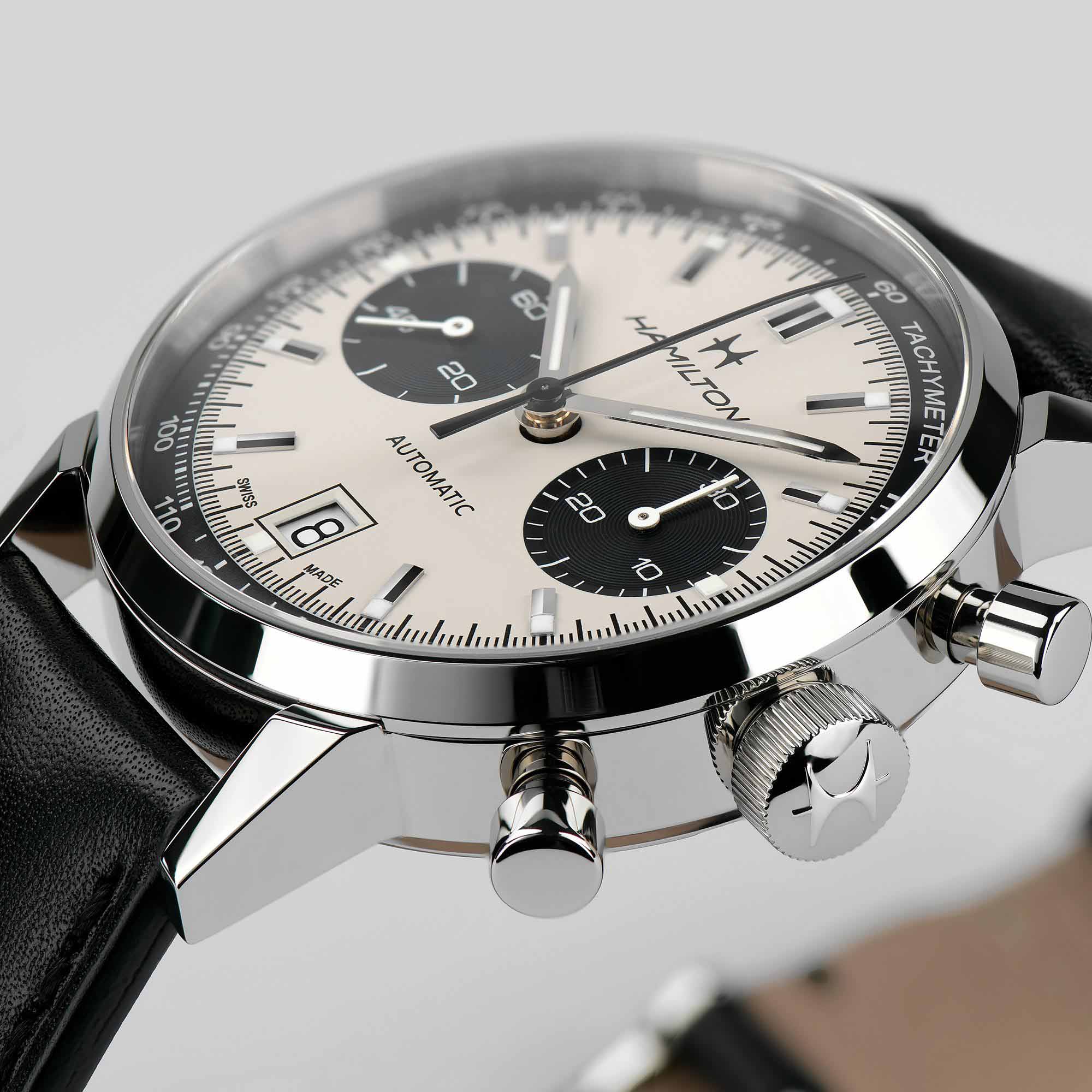 Hamilton Hamilton American Classic Intra-Matic Auto Chrono H38416711 механические мужские часы часы крупный план белый циферблата
