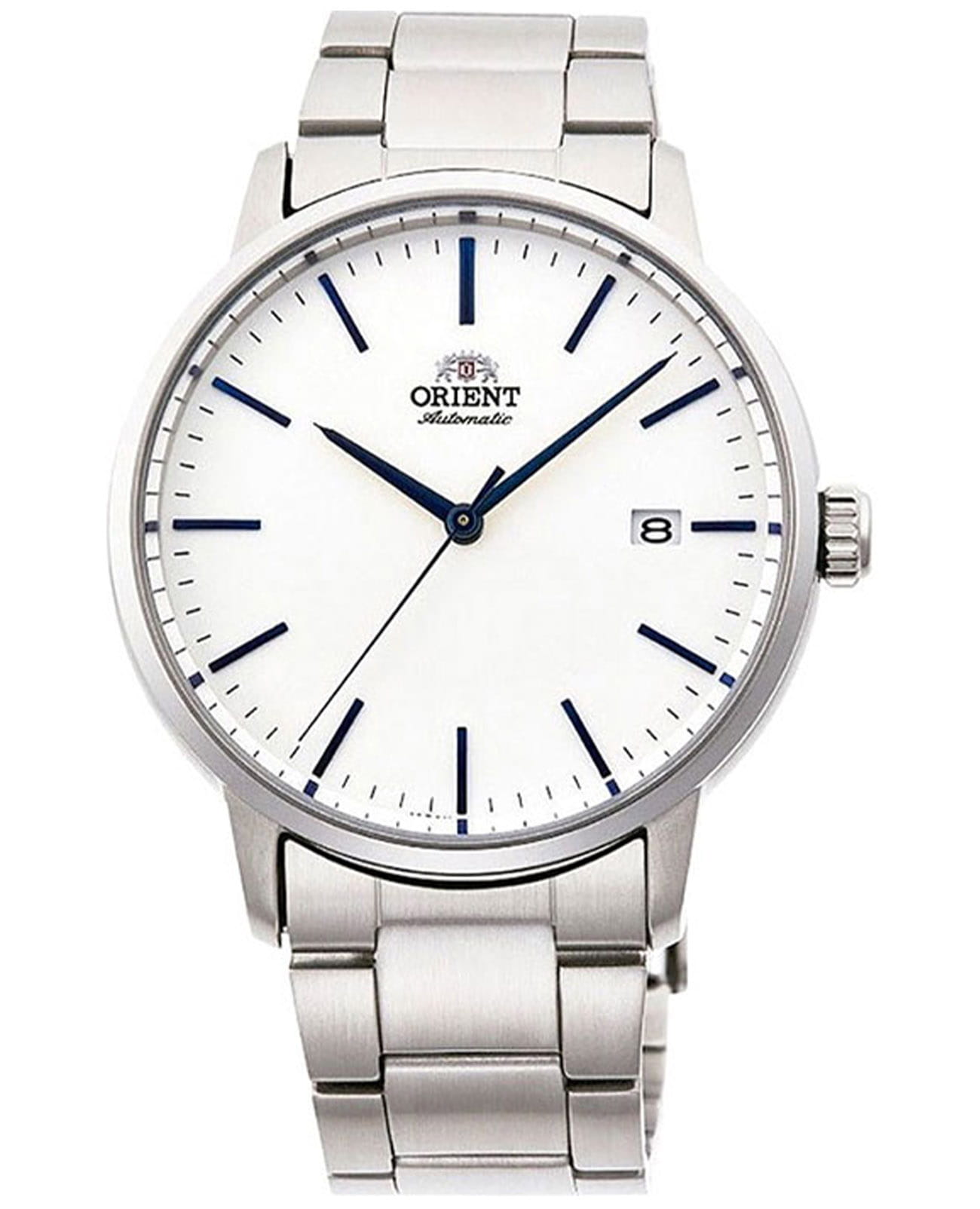 Orient Orient Classic Automatic RA-AC0E02S (RN-AC0E02S)  RA-AC0E02S механические мужские часы белый циферблат, браслет нержавеющая сталь — вид спереди