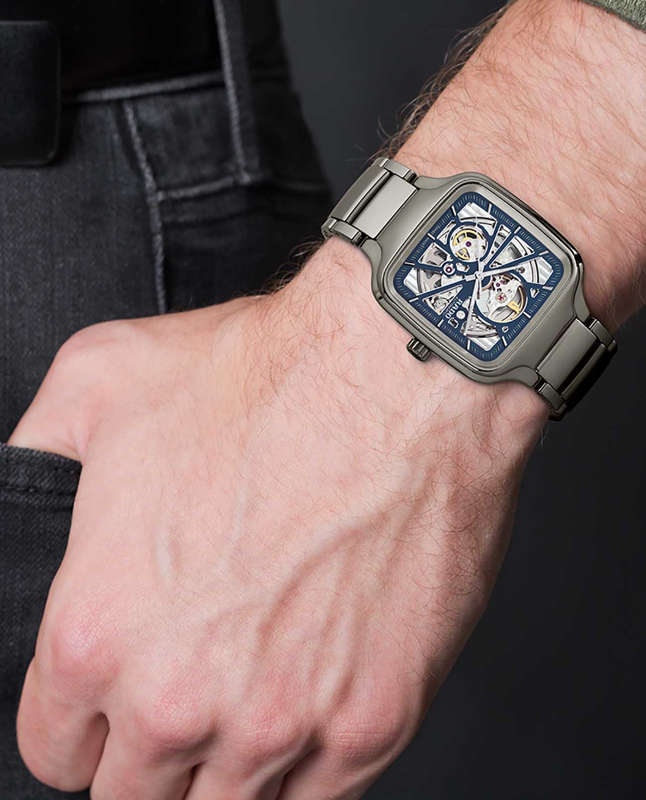 Rado Rado True Square Automatic Open Heart R27083202 мужские часы синий циферблат на запястье