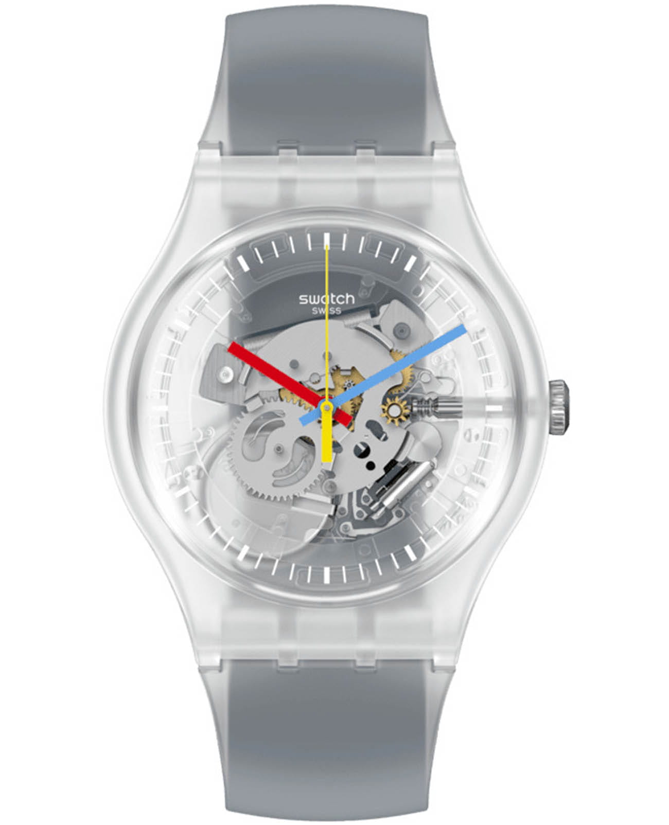 Swatch Swatch New Gent SUOK157  SUOK157 кварцевые мужские часы прозрачный циферблат, браслет силикон — вид спереди