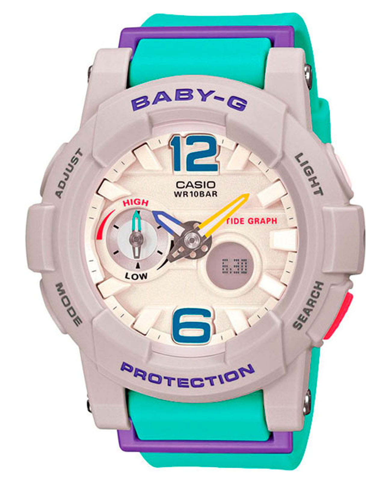 Casio Casio Baby-G BGA-180-3BDR  BGA-180-3BDR кварцевые женские часы бежевый циферблат, браслет пластик — вид спереди