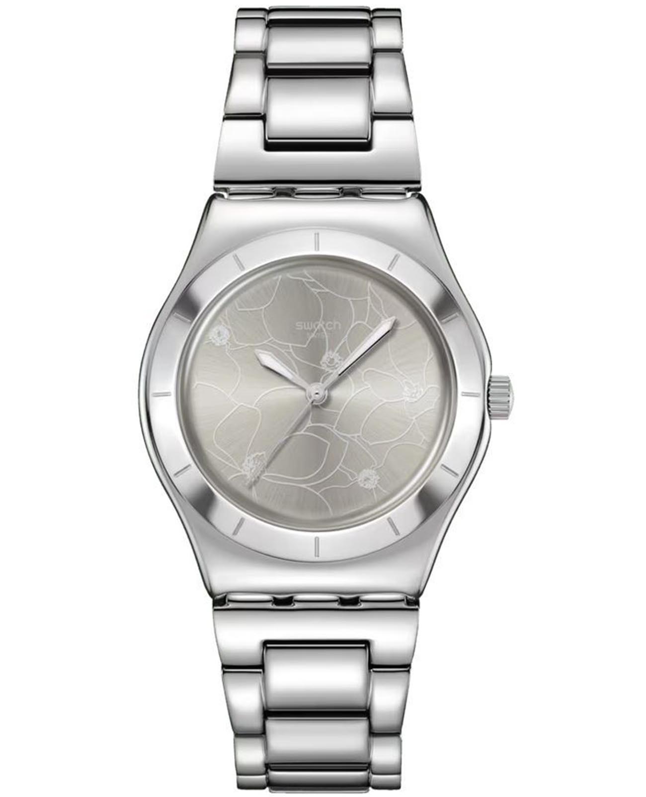 Swatch Swatch Gent Petal Bliss YLS237G  YLS237G кварцевые женские часы серый циферблат, браслет нержавеющая сталь — вид спереди