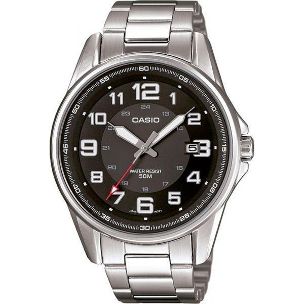 Casio Casio MTP-1372D-1B  MTP-1372D-1B кварцевые мужские часы черный циферблат, браслет  — вид спереди
