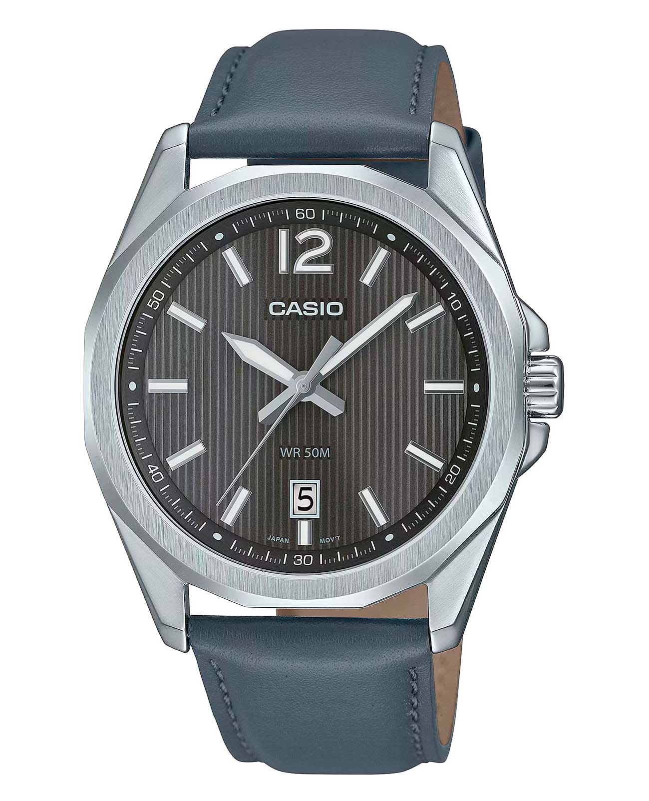Casio Casio Collection MTP-E725L-8A  MTP-E725L-8A кварцевые мужские часы черный циферблат, браслет кожаный — вид спереди